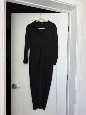 ASOS Black Long-Sleeve Twist-Front Maxi Dress